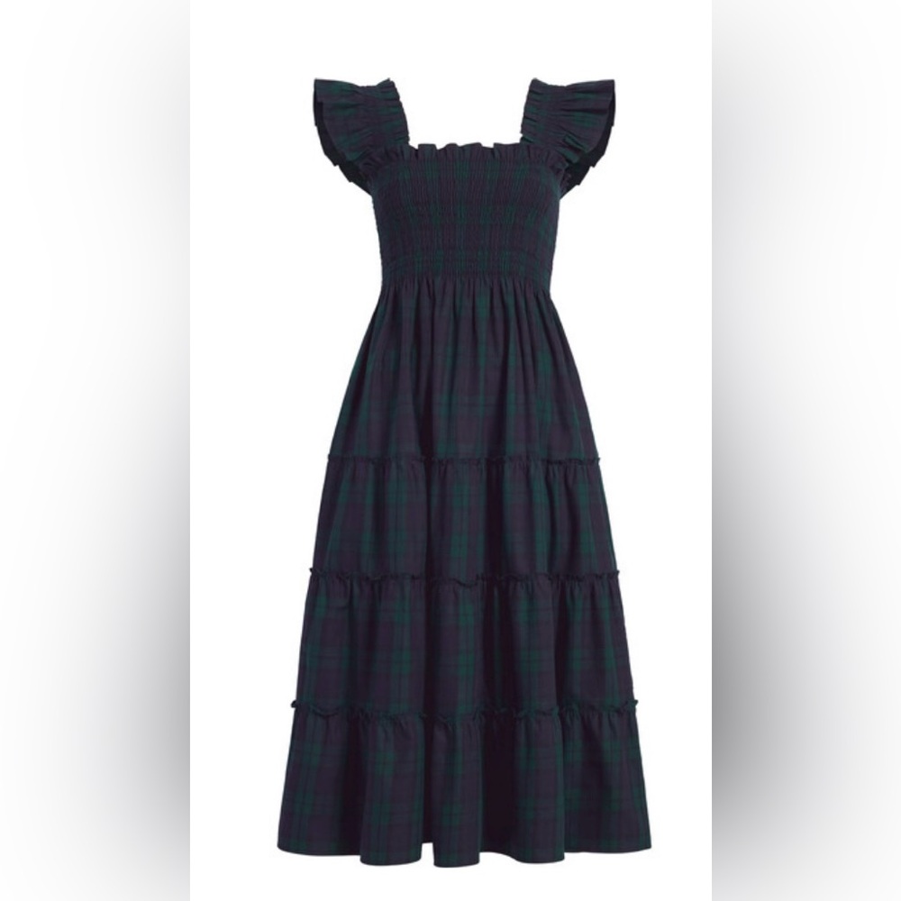 Plaid Smocked Midi Dress